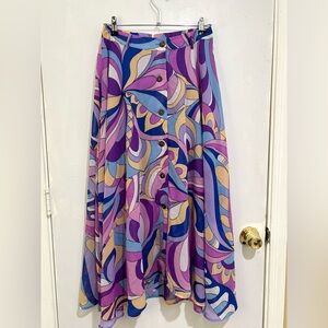 NWT Live 4 Truth Multicolor Abstract Maxi Skirt Size Medium Asymmetrical Hem